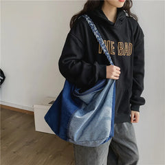 Casual Denim Shoulder Bag Female Large Capacity Crossbody Bags Canvas Handbag