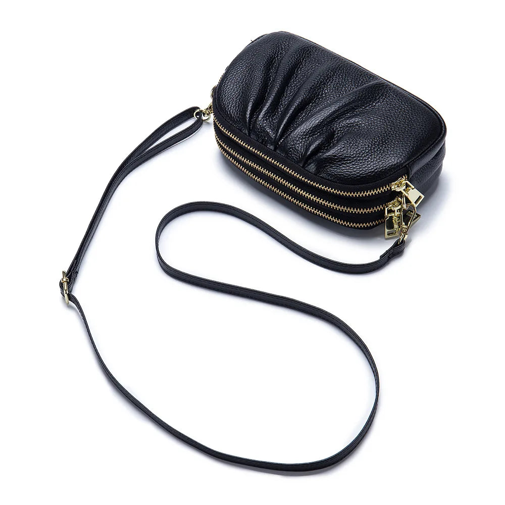 Leather Crossbody Bag for Women, High Capacity Purse with Zipper