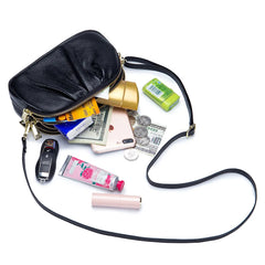 Leather Crossbody Bag for Women, High Capacity Purse with Zipper