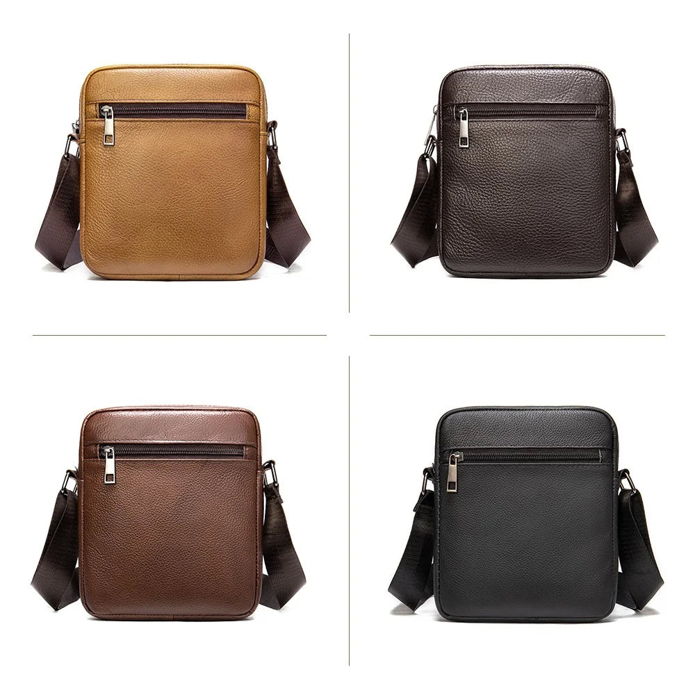 Men's Leather Crossbody Bag Messenger Handbag for Men