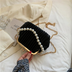 Women Clip Bags PU Leather Chain Crossbody Bag Summer Shoulder Handbag