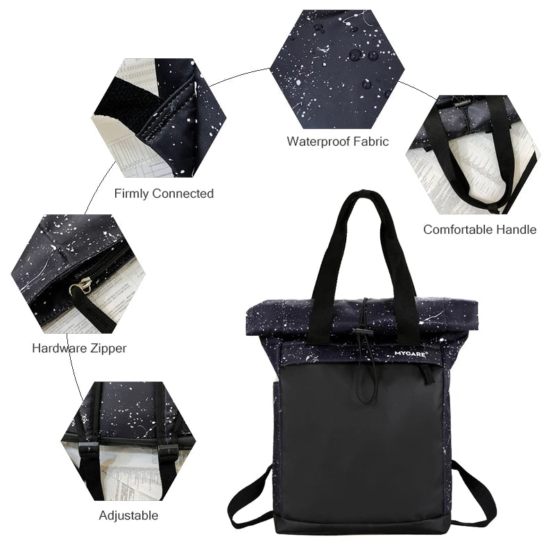 Waterproof Backpack Women Casual For Teenage School Bag Men Laptop Roll Top
