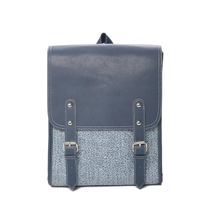 Vintage Women Backpack Leather Nylon School Bag for Teenage Girl