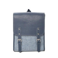 Vintage Women Backpack Leather Nylon School Bag for Teenage Girl