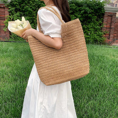 Straw Shoulder Bag Rattan Beach Bags Woven Handle Casual Lady Totes Shopping