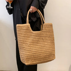 Straw Shoulder Bag Rattan Beach Bags Woven Handle Casual Lady Totes Shopping