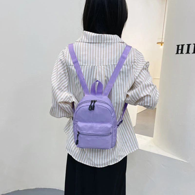 Nylon School Backpack for Teen Girls Purple