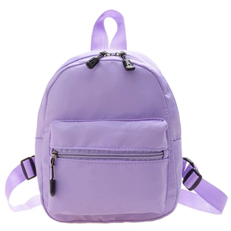 Nylon School Backpack for Teen Girls Purple