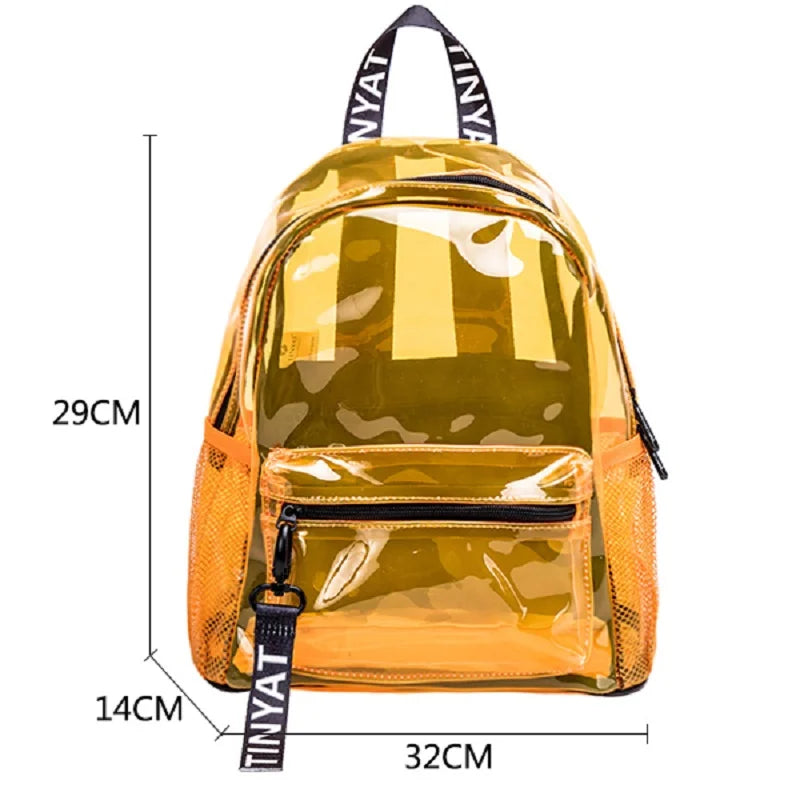 Clear PVC Women Jelly School Bag with Zipper Inside Pocket