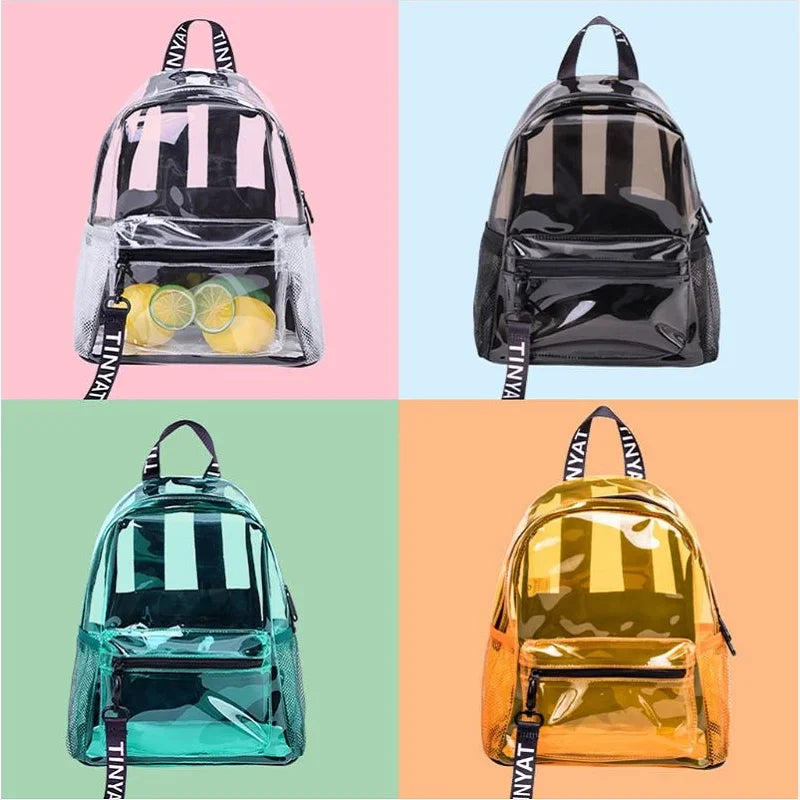 Clear PVC Women Jelly School Bag with Zipper Inside Pocket