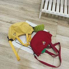 Banana Embroidered Canvas Shoulder Bag Crossbody Messenger Small Handbag Purse