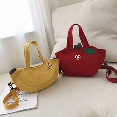 Banana Embroidered Canvas Shoulder Bag Crossbody Messenger Small Handbag Purse