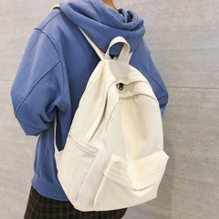 Large Capacity School Backpack Solid Cotton Canvas Schoolbag Teenage Girl Bookba