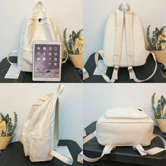 Large Capacity School Backpack Solid Cotton Canvas Schoolbag Teenage Girl Bookba