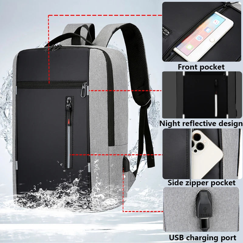 USB Charging Business Backpack 15.6Inch Laptop School Rucksack