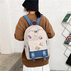 Multicolor School Backpacks Middle School Canvas Travel Rucksack