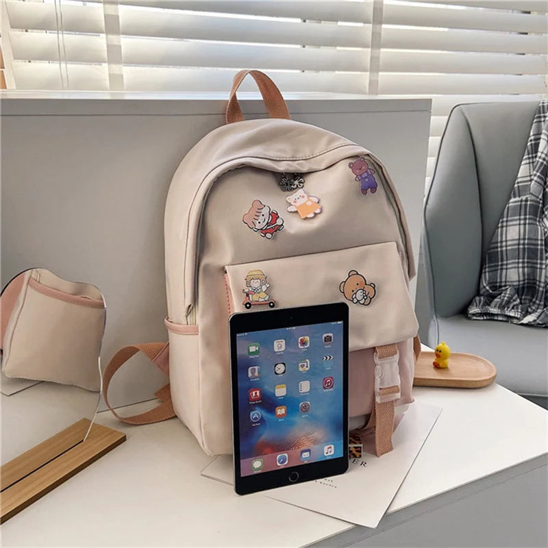 Multicolor School Backpacks Middle School Canvas Travel Rucksack