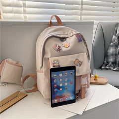Multicolor School Backpacks Middle School Canvas Travel Rucksack