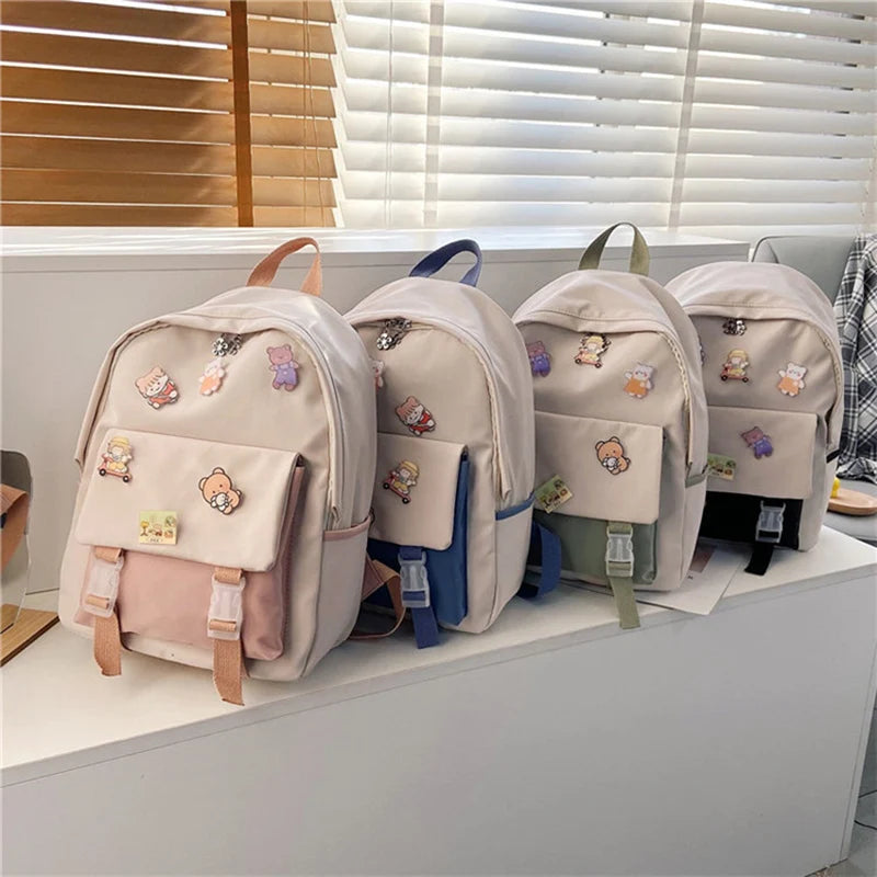 Multicolor School Backpacks Middle School Canvas Travel Rucksack