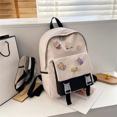 Multicolor School Backpacks Middle School Canvas Travel Rucksack