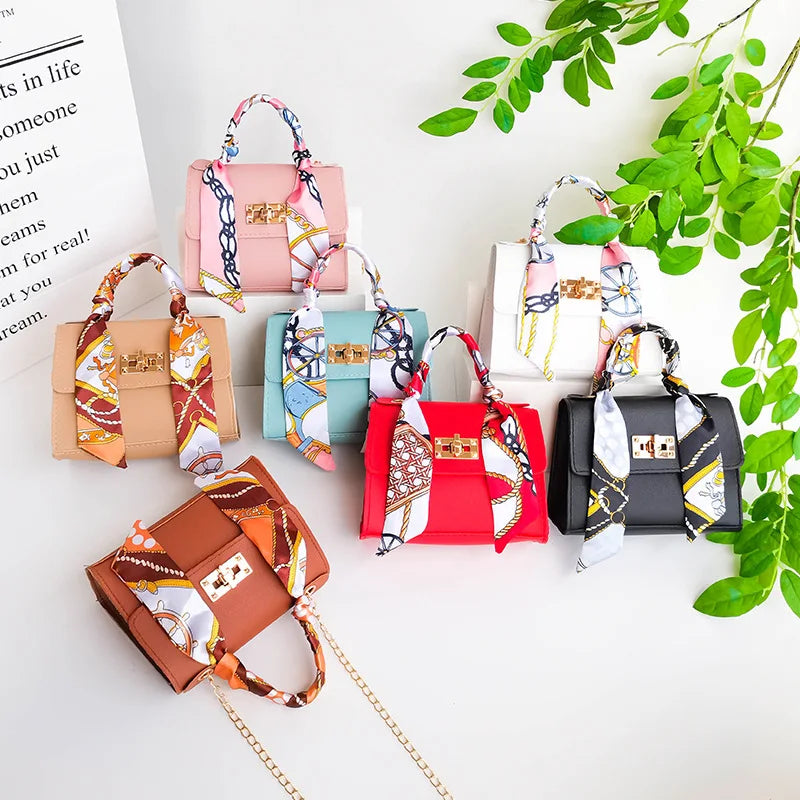 Small Shoulder Bag with Silk Scarf Crossbody Clutch Wallet Purse