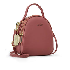 Solid Leather Mini Backpack for Women Ladies Tote Shoulder Bag Purse