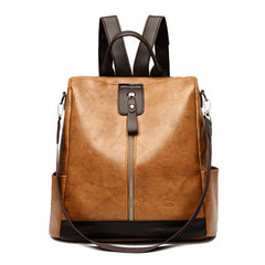 Vintage PU Leather Backpack Women Big Capacity Travel Backpack