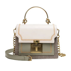 Vintage PU Leather Panelled Women Crossbody Bags Shoulder Messenger Bag