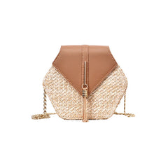 Vintage Straw Beach Bags Woven Shoulder Bag Circle Rattan Bohemian Handbags