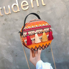 Woven Straw Shoulder Bag Ethnic Style Beach Crossbody Bohemian Handbag