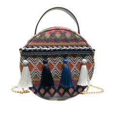 Woven Straw Shoulder Bag Ethnic Style Beach Crossbody Bohemian Handbag