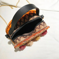 Woven Straw Shoulder Bag Ethnic Style Beach Crossbody Bohemian Handbag