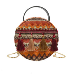 Woven Straw Shoulder Bag Ethnic Style Beach Crossbody Bohemian Handbag