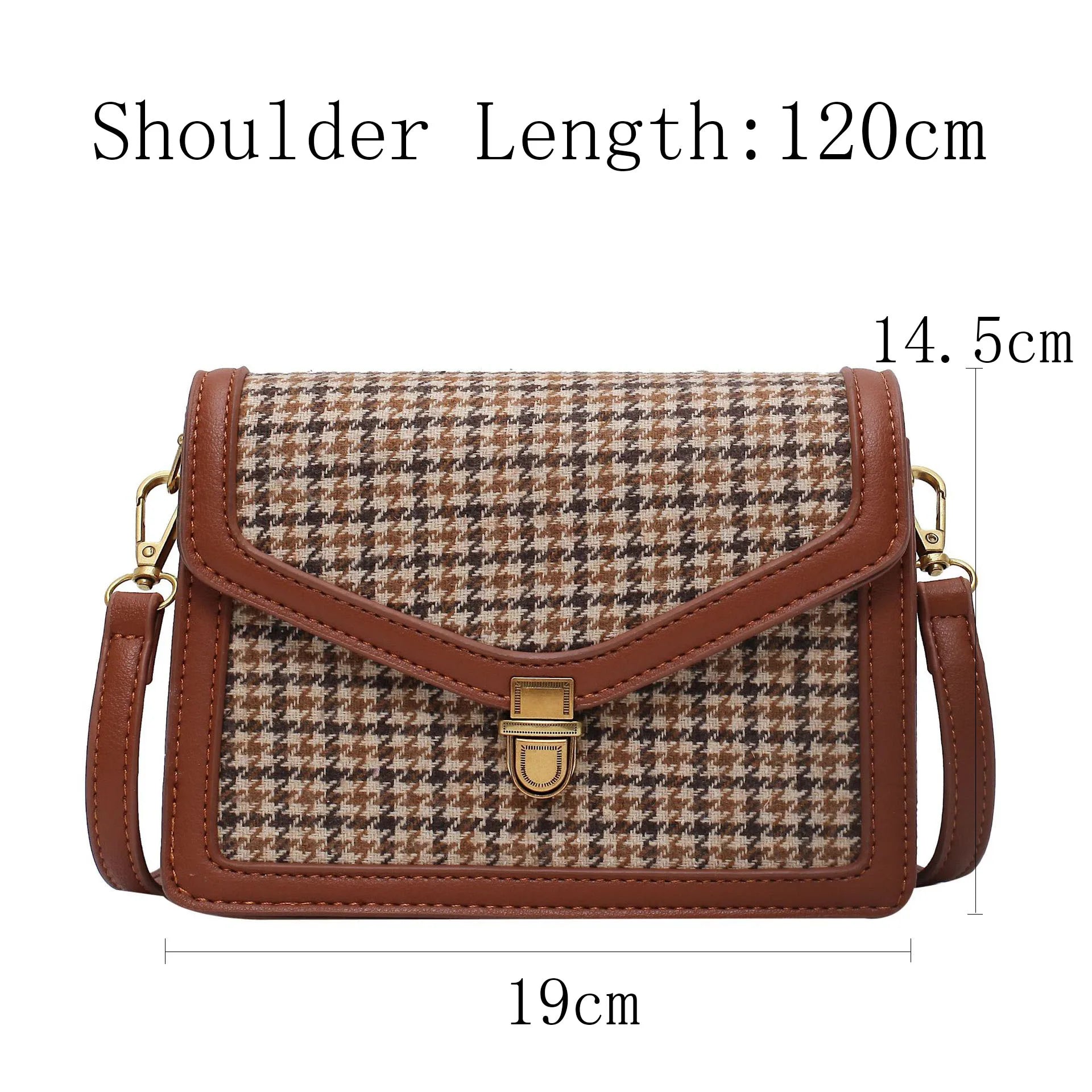 Plaid PU Leather Crossbody Bags Women Chain Shoulder Messenger Small Bag