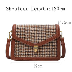 Plaid PU Leather Crossbody Bags Women Chain Shoulder Messenger Small Bag