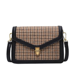Plaid PU Leather Crossbody Bags Women Chain Shoulder Messenger Small Bag