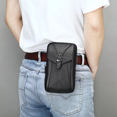 Men Leather Fanny Pack Small Waist Belt Bag 7485