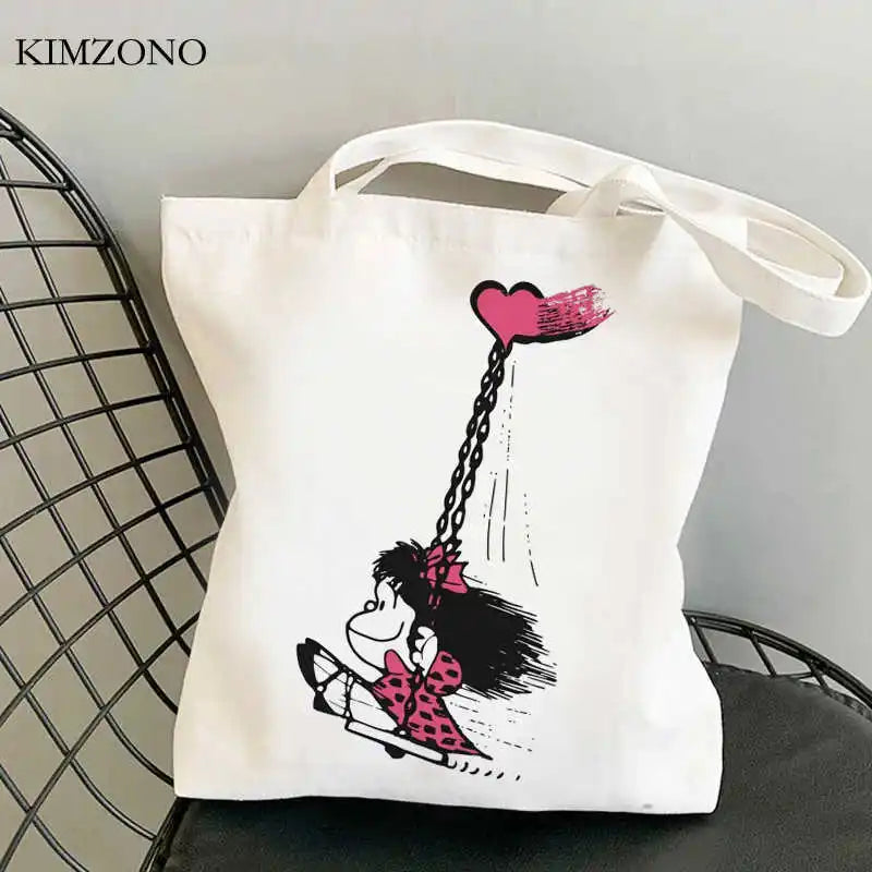 Mafalda shopping bag jute cotton tote fabric ecobag