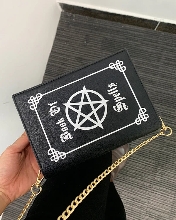 Magic Book Shape Clutch for Women Book of Spells Shoulder Chain Bag