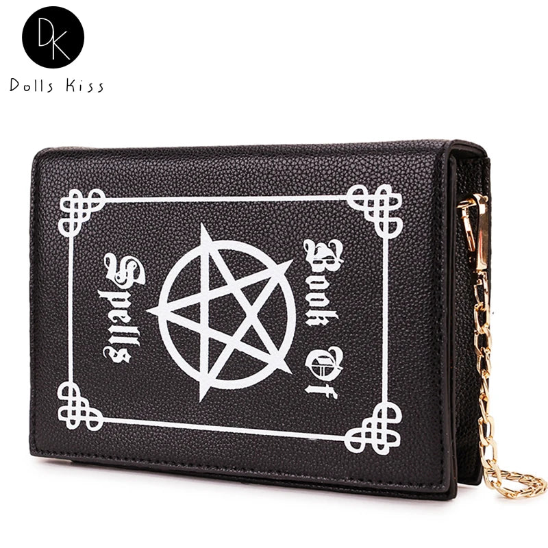 Magic Book Shape Clutch for Women Book of Spells Shoulder Chain Bag