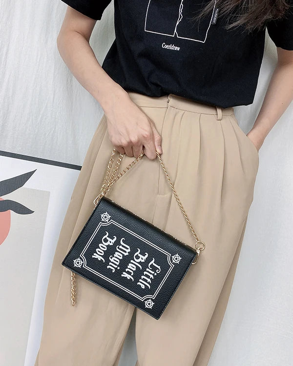 Magic Book Shape Clutch for Women Book of Spells Shoulder Chain Bag