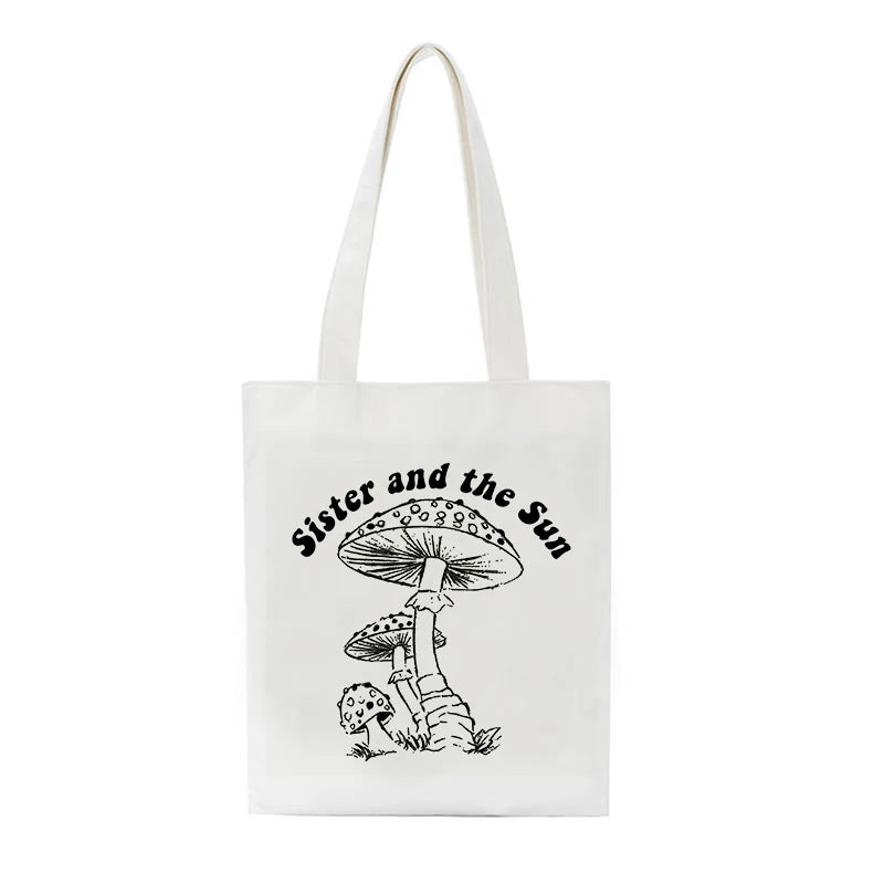 Magic Mushroom Print Canvas Bag Casual Large Women Shoulder Bag