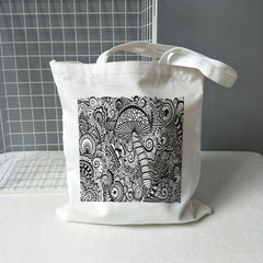 Magic Mushroom Print Canvas Bag Casual Large Women Shoulder Bag