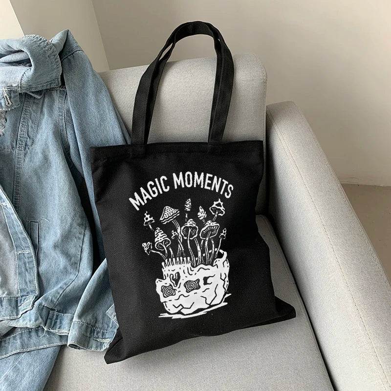 Magic Mushroom Print Canvas Bag Casual Large Women Shoulder Bag