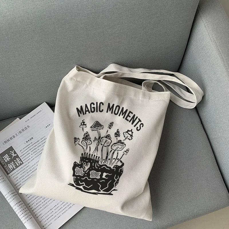 Magic Mushroom Print Canvas Bag Casual Large Women Shoulder Bag