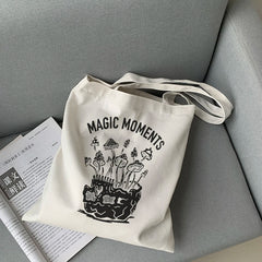 Magic Mushroom Print Canvas Bag Casual Large Women Shoulder Bag