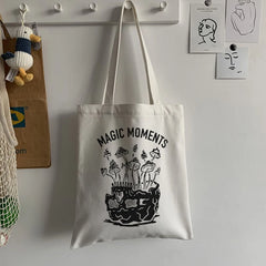 Magic Mushroom Print Canvas Bag Casual Large Women Shoulder Bag
