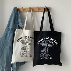 Magic Mushroom Print Canvas Bag Casual Large Women Shoulder Bag