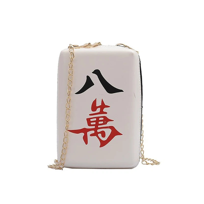Mahjong Tiles Shoulder Bag Woman Bags Personality Print PU Material Flap