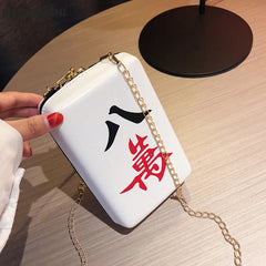 Mahjong Tiles Shoulder Bag Woman Bags Personality Print PU Material Flap